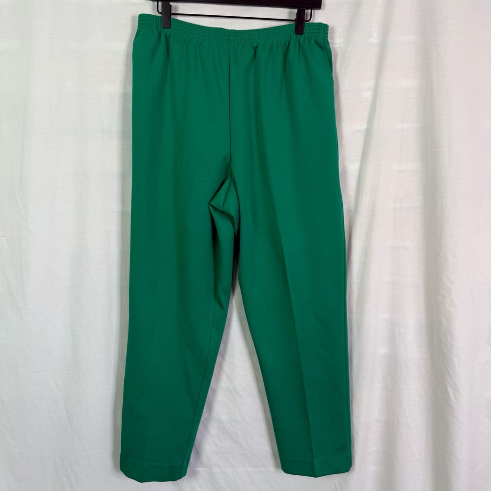 Vintage 70’s Alfred Dunner Green Blue Stripe Button Front Sweater Pant Set Lg - Picture 5 of 8